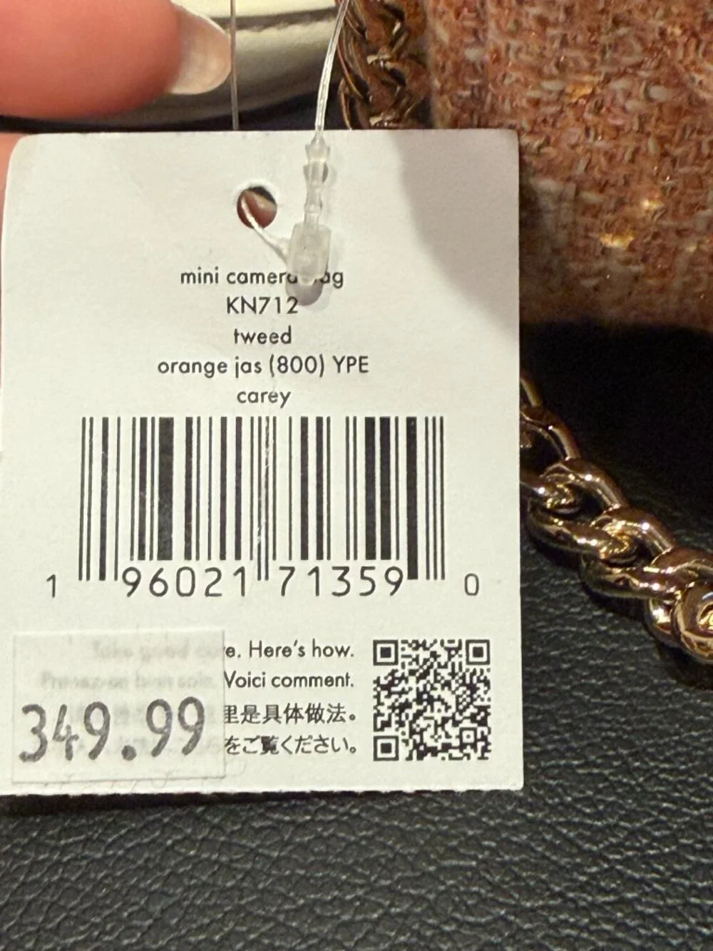 NWT Kate Spade Peach Carey Tinsel Tweed Mini Camera Bag - Picture 9 of 9